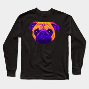 Orange and Purple Pug Long Sleeve T-Shirt